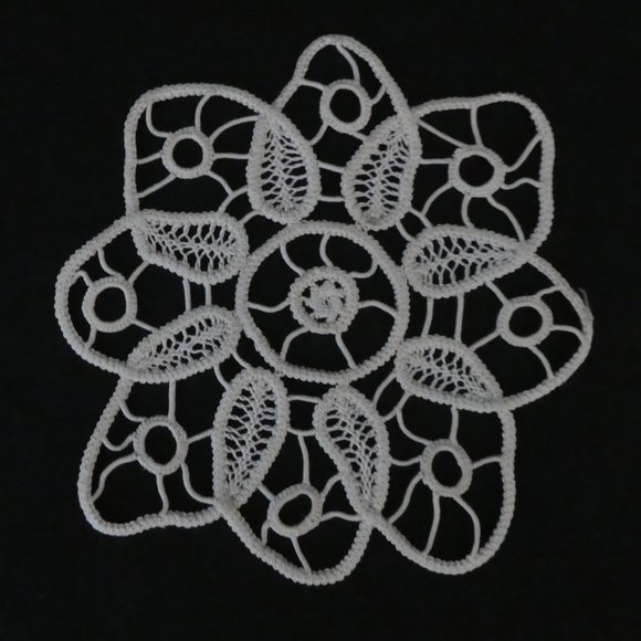 Vintage Floral Handmade Knit Crochet Doily - Picture 1 of 7